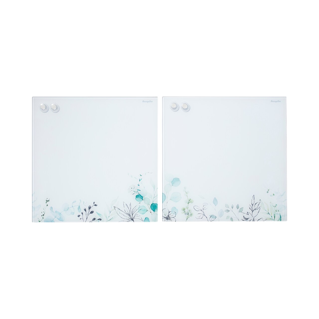 Magnetic Dry-Erase Glass Board with Magnets, 17.5in x 17.5in, Wall-Mounted Whiteboard, 2-Pack